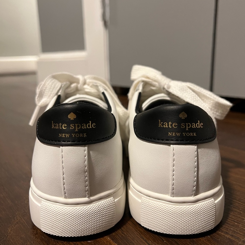 Kate Spade white sneakers with black spade detail - Picture 2 of 4